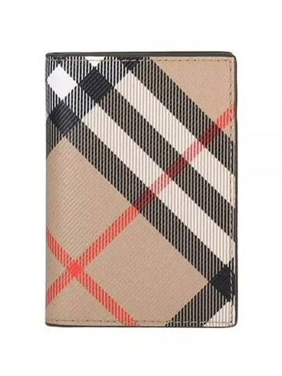 Check Pattern Two-Fold Card Wallet Beige - BURBERRY - BALAAN 2