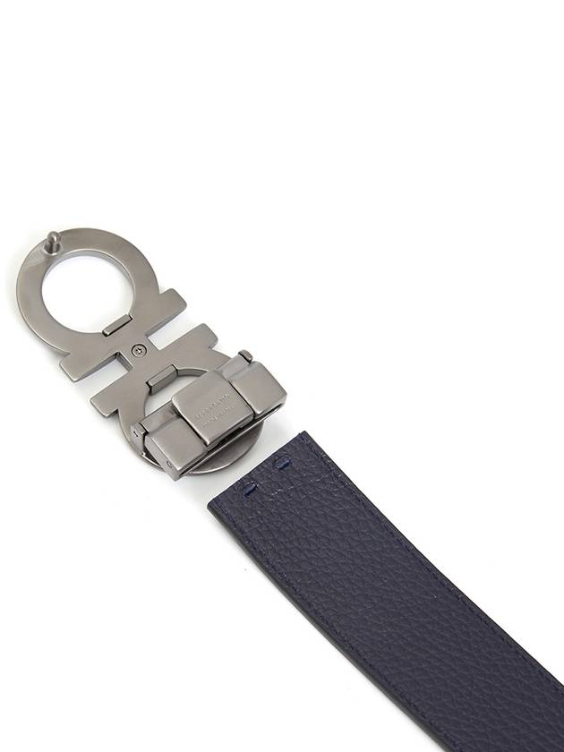 Gancini Reversible Adjustable Leather Belt Midnight Blue - SALVATORE FERRAGAMO - BALAAN 6