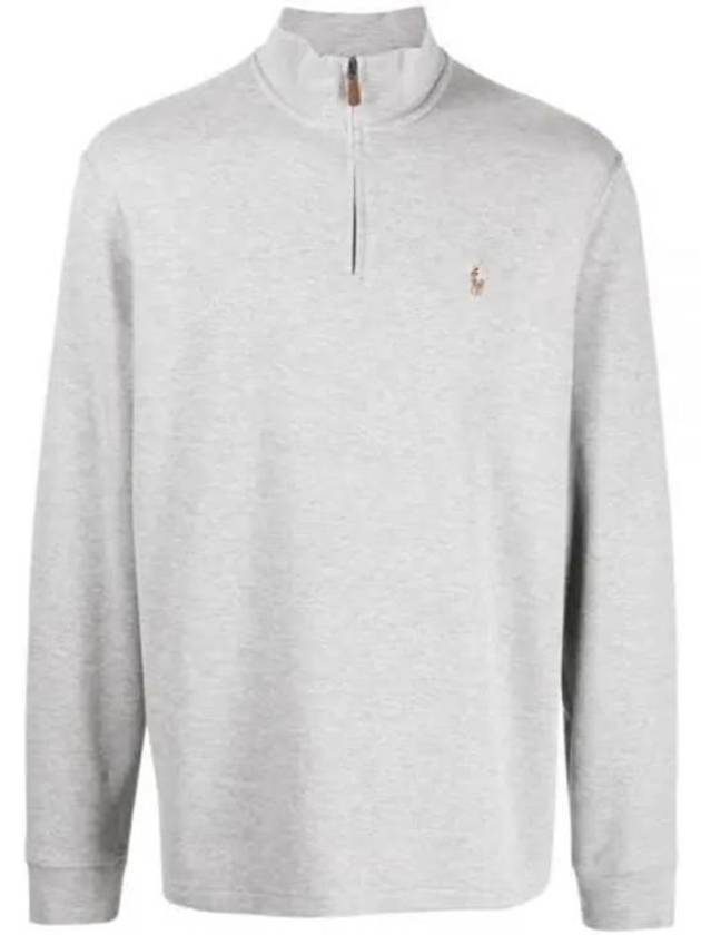 Embroidered Pony Logo Half Zip-Up Knit Top Grey - POLO RALPH LAUREN - BALAAN 2