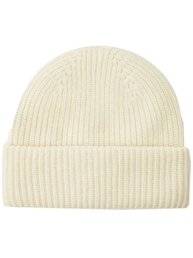 ALBEN logo patch wool beanie ivory 2355760634 001 - MAX MARA - BALAAN 3