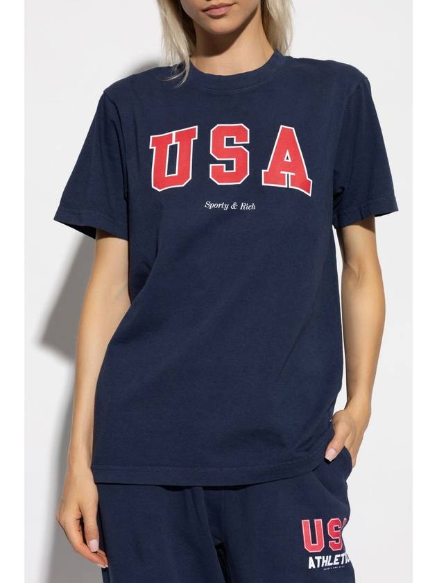 Sporty & Rich Cotton T-Shirt, Unisex, Navy Blue - SPORTY & RICH - BALAAN 3