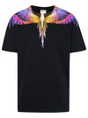 Icon Wings Regular Cotton Short Sleeve T-Shirt Black - MARCELO BURLON - BALAAN 2