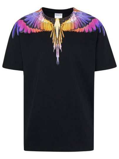 Icon Wings Regular Cotton Short Sleeve T-Shirt Black - MARCELO BURLON - BALAAN 2