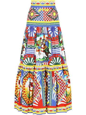 Apple Print Poplin Maxi Skirt F4A8QTGDS11 - DOLCE&GABBANA - BALAAN 1