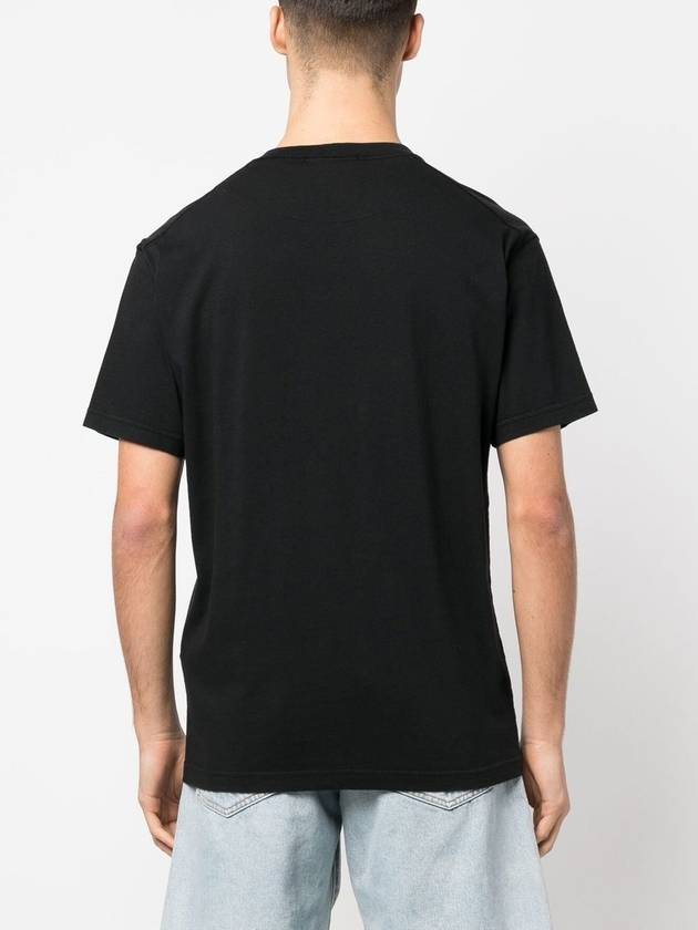 Pisato Effect Logo Patch Short Sleeve T-Shirt Black - STONE ISLAND - BALAAN 5