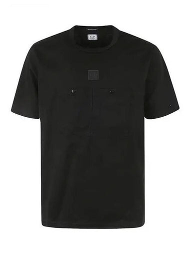 Mercerized Jersey Pocket Short Sleeve T-Shirt Black - CP COMPANY - BALAAN 1