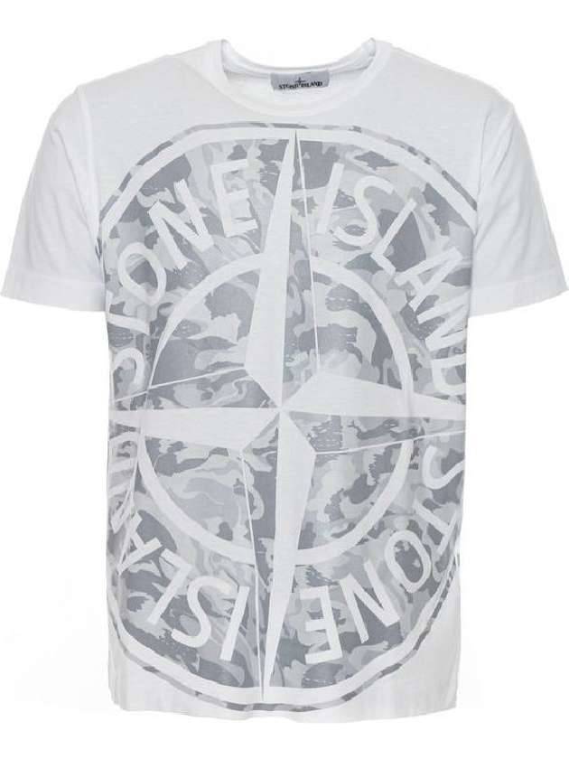 Men's Big Logo Camo Short Sleeve T-Shirt White - STONE ISLAND - BALAAN 1