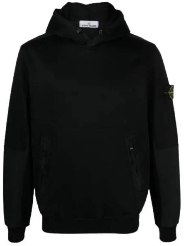 Regular Fit Mercerized Cotton Fleece Cotton Hoodie Navy - STONE ISLAND - BALAAN 2