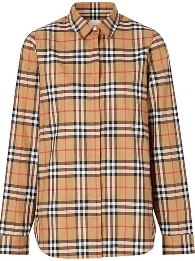 Vintage Check Cotton Oversized Shirt Antique Yellow - BURBERRY - BALAAN 2