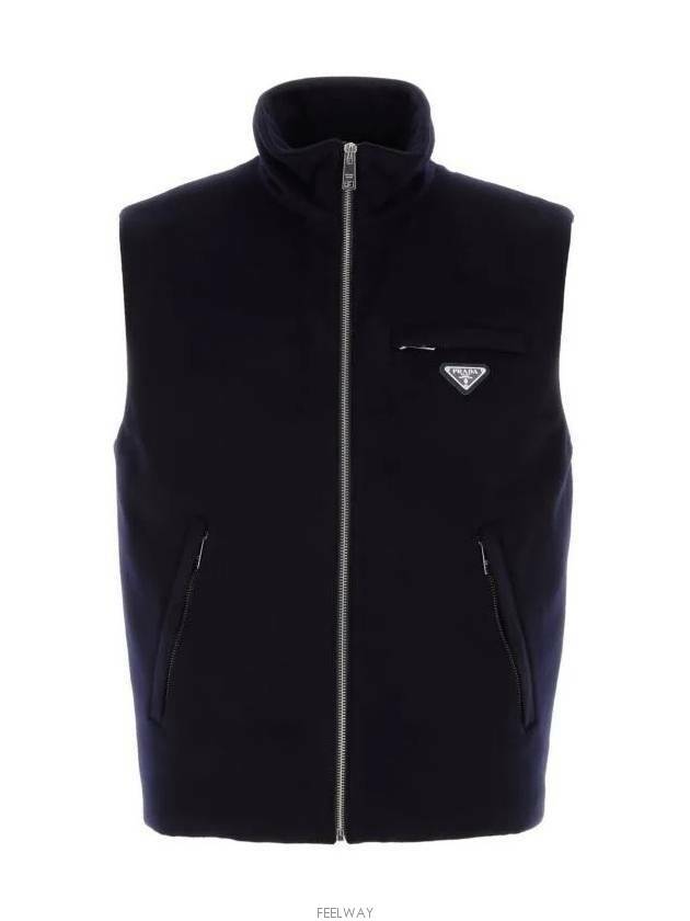 Triangle Logo Cashmere Down Vest Navy - PRADA - BALAAN 2