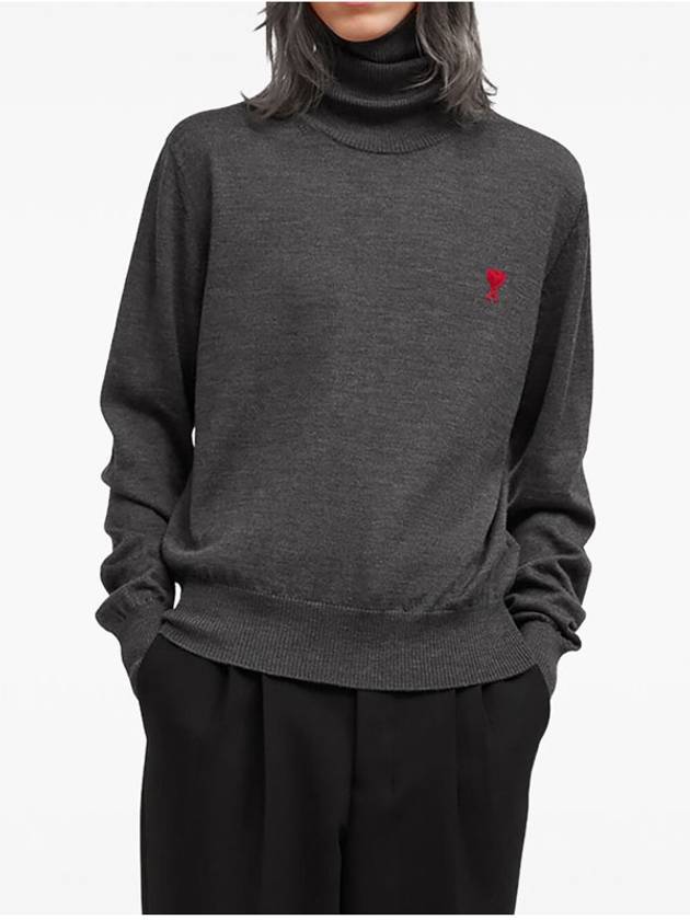 Heart Logo Turtleneck Grey - AMI - BALAAN 3