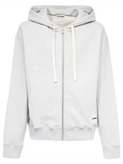 Logo Patch Cotton Zip-up Hoodie Light Grey - JIL SANDER - BALAAN 2