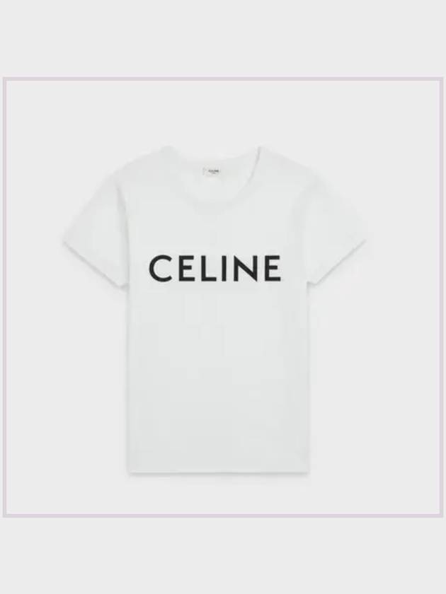 Logo Print Cotton Short Sleeve T-shirt White - CELINE - BALAAN 2