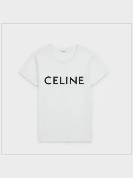 Logo Print Cotton Short Sleeve T-shirt White - CELINE - BALAAN 2