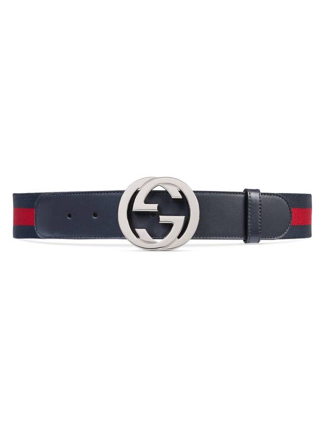 Interlocking G Buckle Web Belt Navy - GUCCI - BALAAN 1