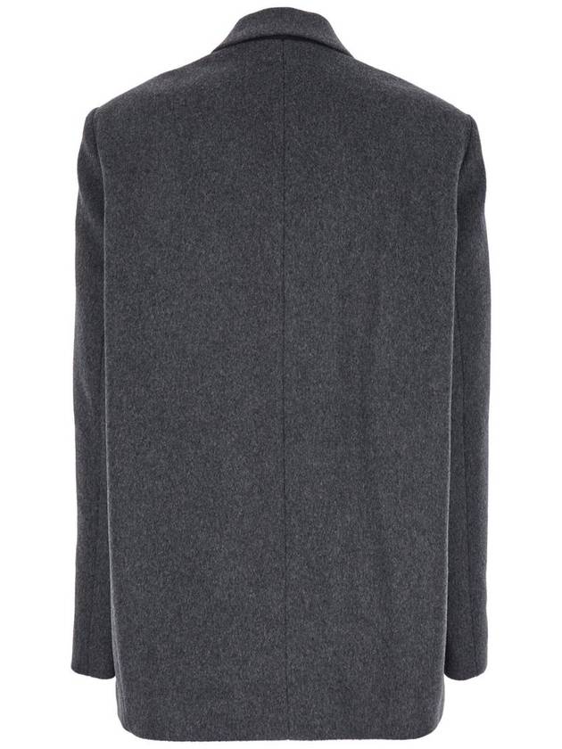 Grey Double-Breasted Jacket With Notched Revers In Wool Blend Woman - ROHE - BALAAN 2