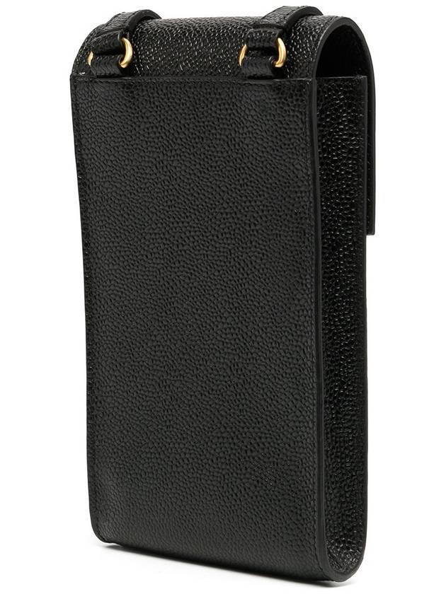 Three Stripes Strap Leather Phone Case Black - THOM BROWNE - BALAAN 6