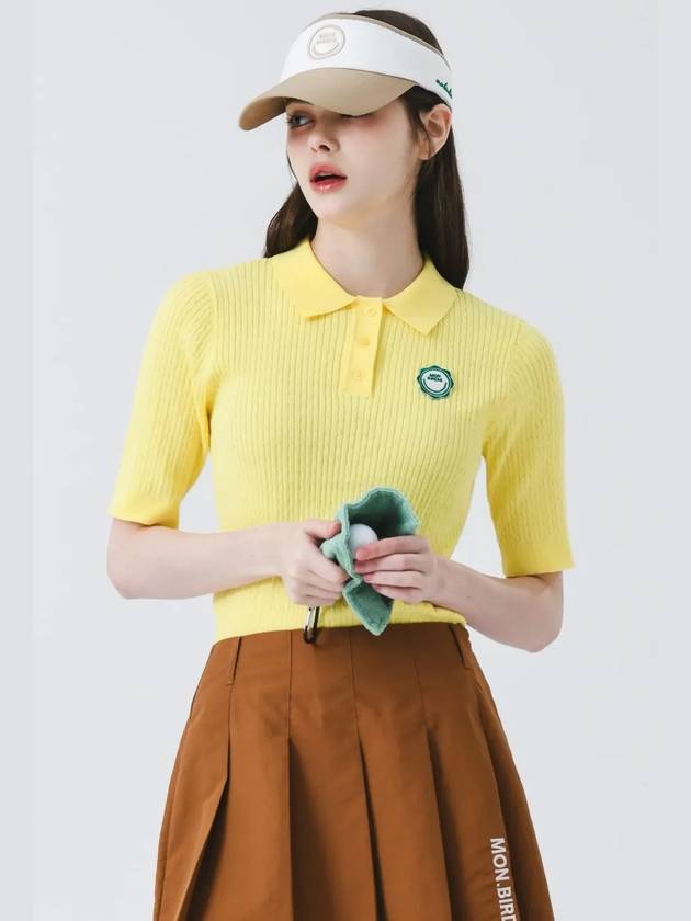 Collar neck ribbed 5-part spandex knit YELLOW - MONBIRDIE GOLF - BALAAN 9