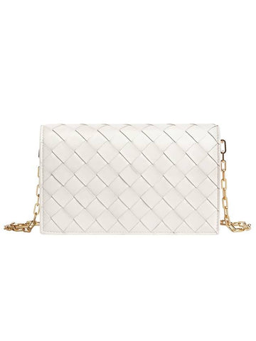 Intrecciato Chain Leather Mini Cross Bag White - BOTTEGA VENETA - BALAAN 1