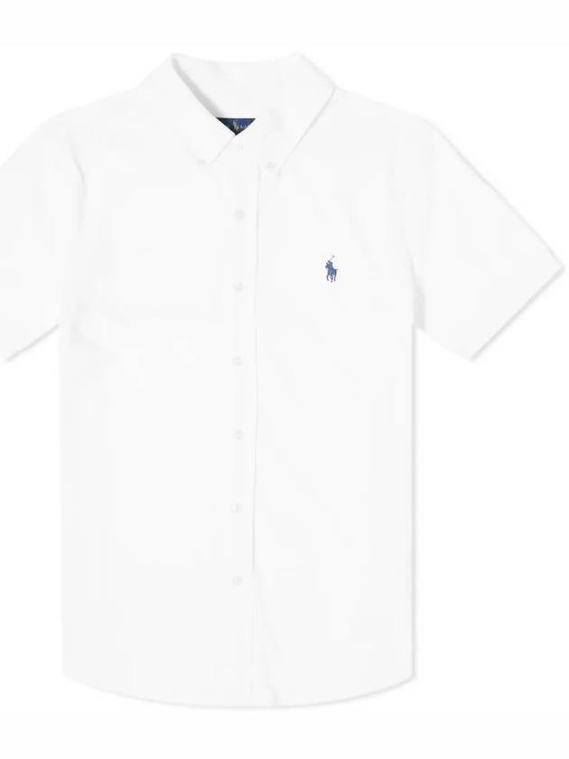 Logo Button Down Short Sleeve Shirt White - POLO RALPH LAUREN - BALAAN 3