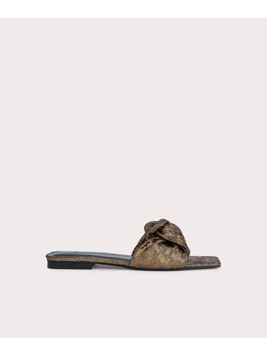 Lima Hologram Leather Slippers Bronze Disco - BY FAR - BALAAN 1