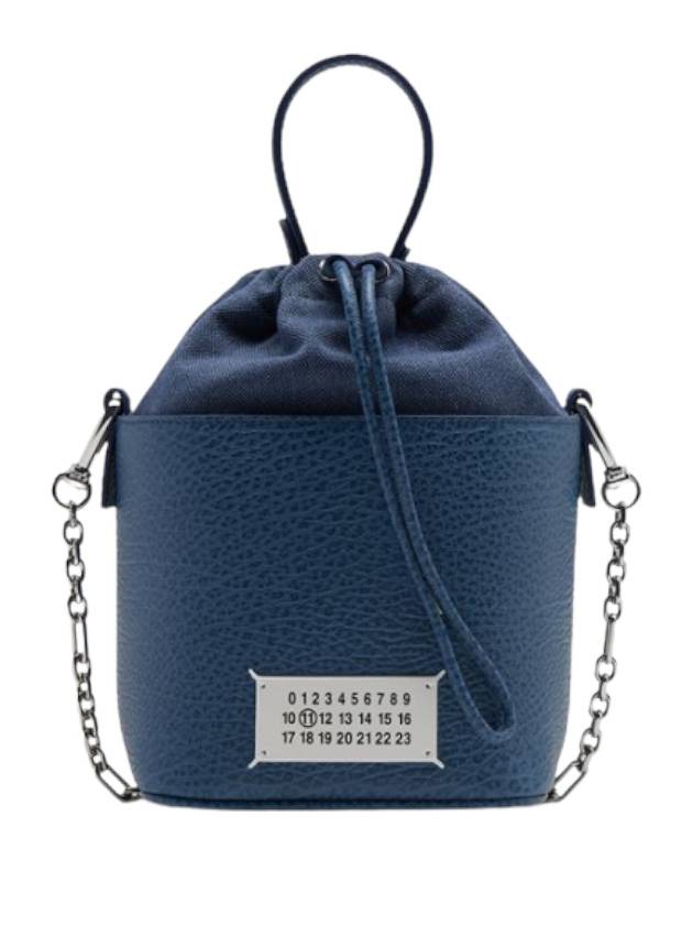 5AC Number Logo Texture Leather Bucket Bag Blue - MAISON MARGIELA - BALAAN 1