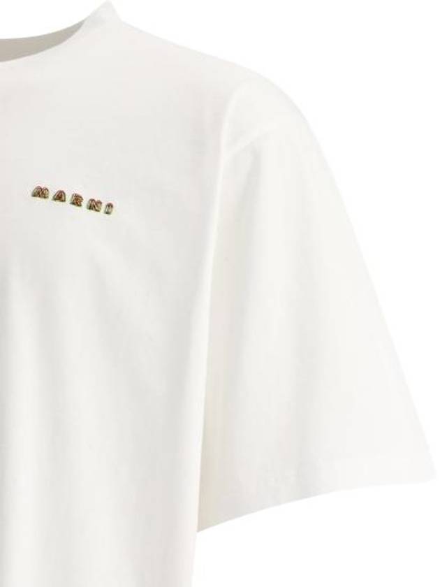 Logo Print Short Sleeve T-Shirt White - MARNI - BALAAN 4