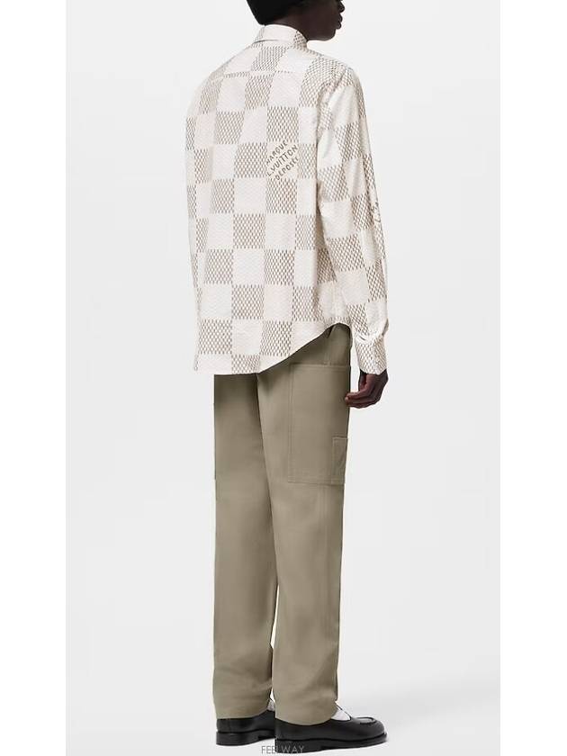 1AFJDA Damier Long Sleeve Classic Cotton Shirt - LOUIS VUITTON - BALAAN 4