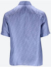 Men's FF Motif Silk Short Sleeve Shirt Blue - FENDI - BALAAN 3