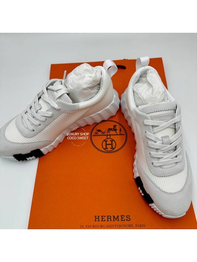 Bouncing Mesh Suede Goatskin Low Top Sneakers Blanc - HERMES - BALAAN 6