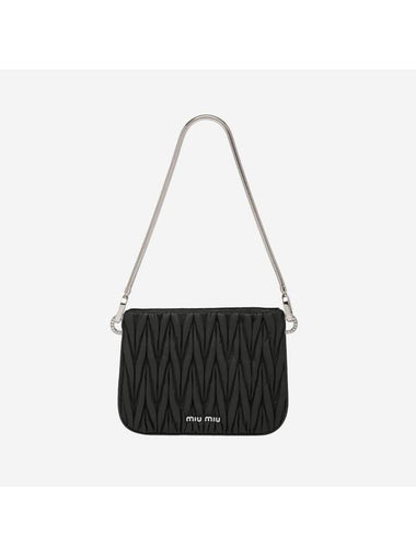 Sassy Matelasse Nappa Leather Shoulder Bag Black - MIU MIU - BALAAN 1