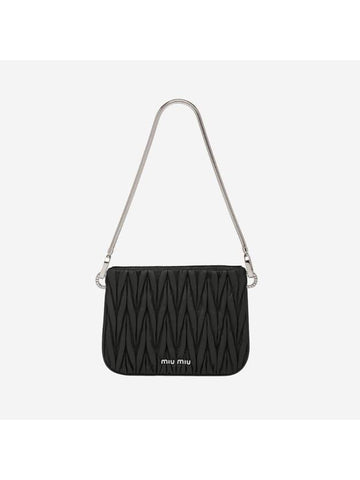 Sassy Matelasse Nappa Leather Handbag Black - MIU MIU - BALAAN 1