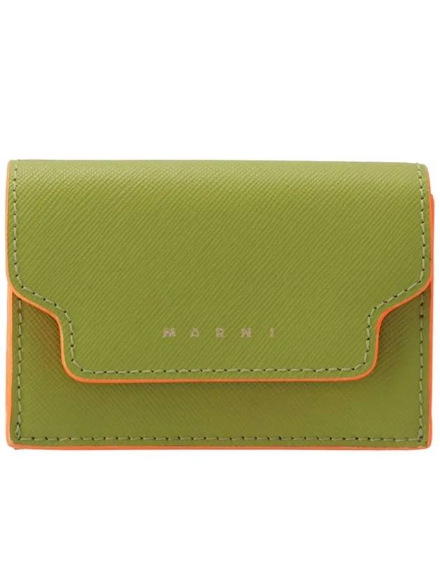 Saffiano Leather Trifold Half Wallet Green - MARNI - BALAAN 3