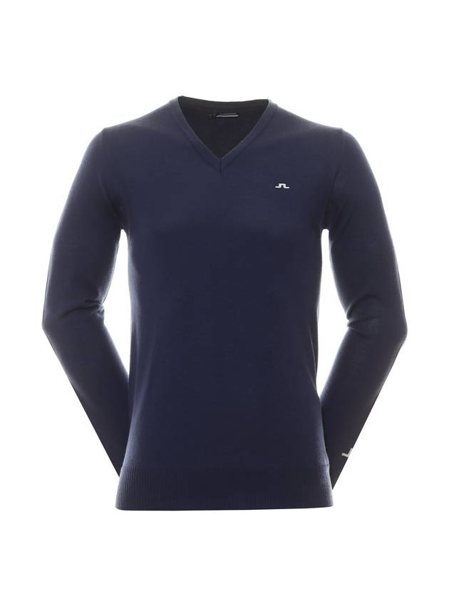 Lymann V-Neck Wool Knit Top Estate Blue - J.LINDEBERG - BALAAN 1