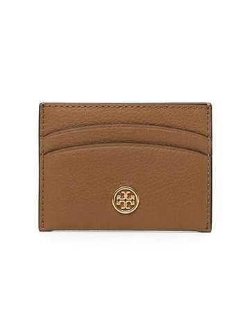 Women’s Robinson Pebble Grain Card Wallet Brown - TORY BURCH - BALAAN 1