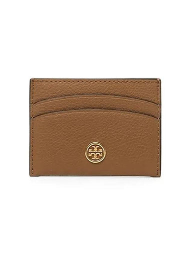 Women’s Robinson Pebble Grain Card Wallet Brown - TORY BURCH - BALAAN 1