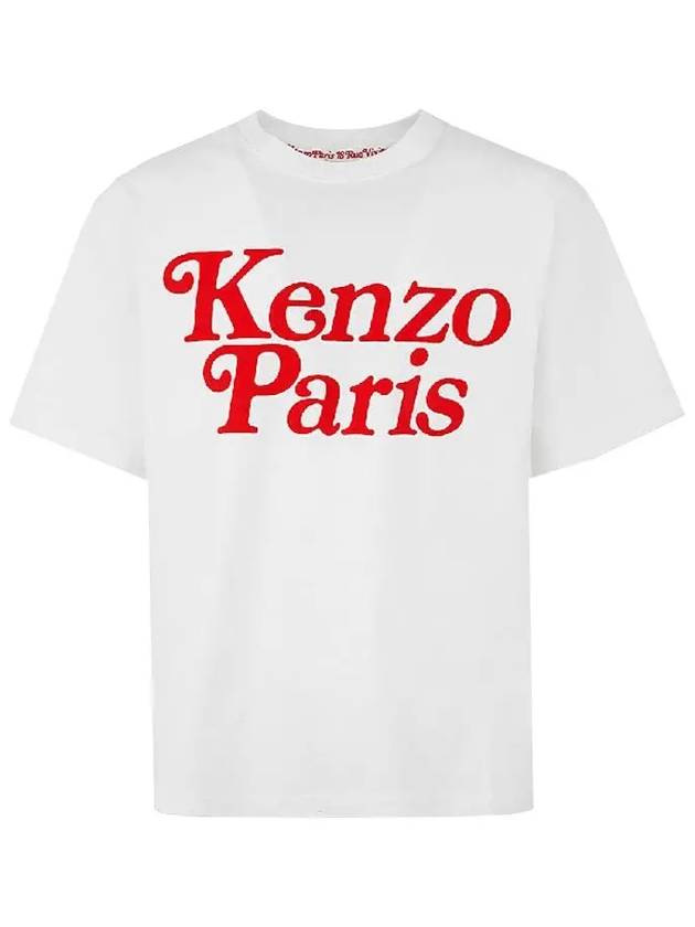 Red Logo Print Short Sleeve T-Shirt White - KENZO - BALAAN 3