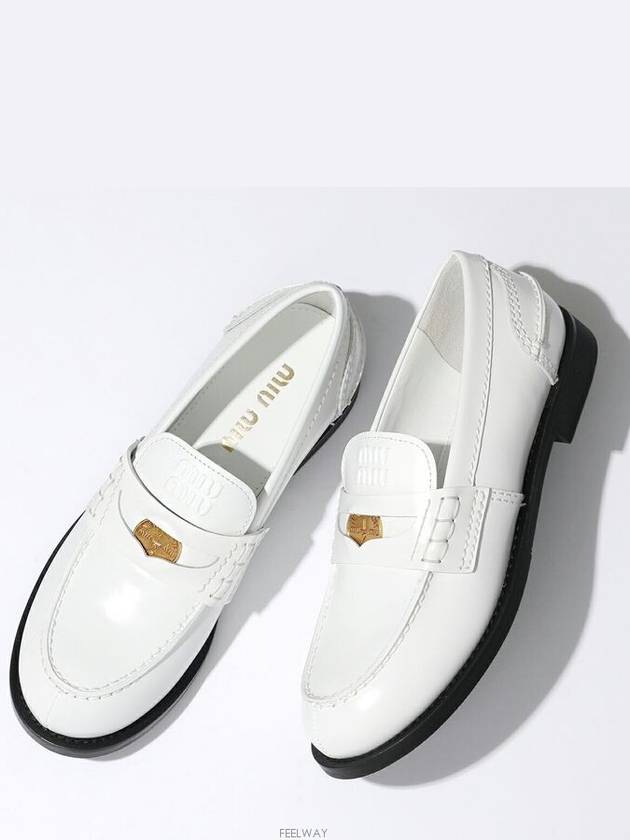 Brushed Leather Penny Loafers White - MIU MIU - BALAAN 2