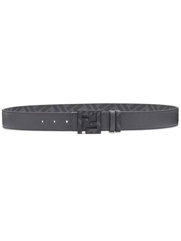 Square FF Leather Reversible Belt Grey - FENDI - BALAAN 1