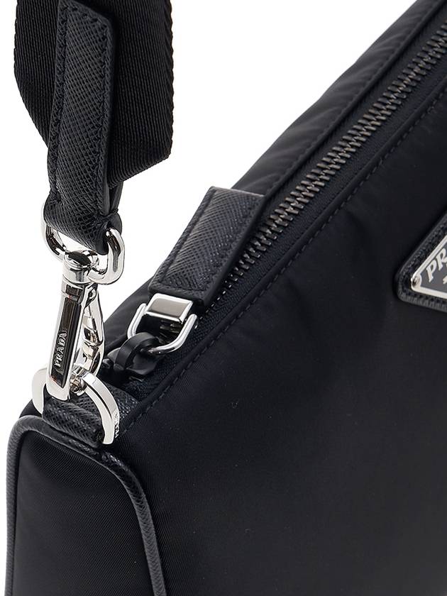 Triangle Logo Re-Nylon Saffiano Leather Shoulder Bag Black - PRADA - BALAAN 9