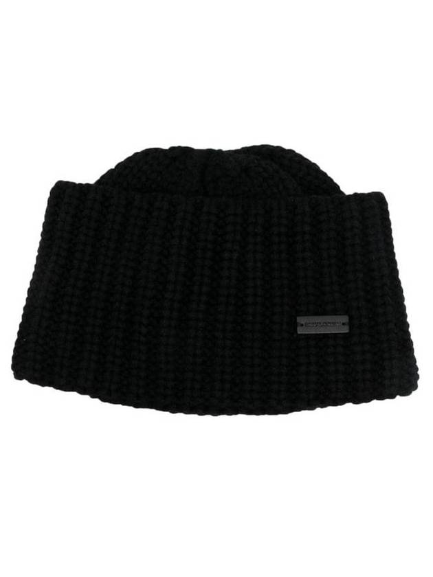 Cuff Cashmere Knit Beanie Black - SAINT LAURENT - BALAAN 1