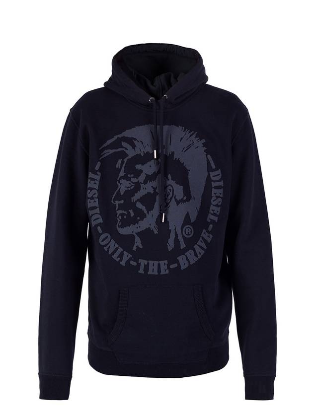 Graphic Print Cotton Hoodie Black - DIESEL - BALAAN 1