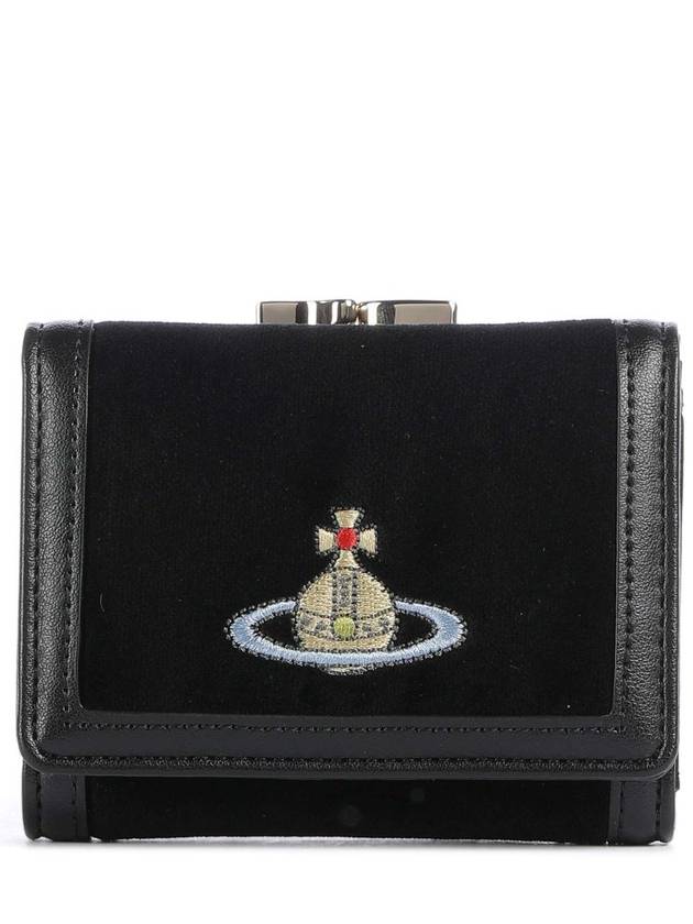 Velvet Small Frame Cotton Half Wallet Black - VIVIENNE WESTWOOD - BALAAN 2