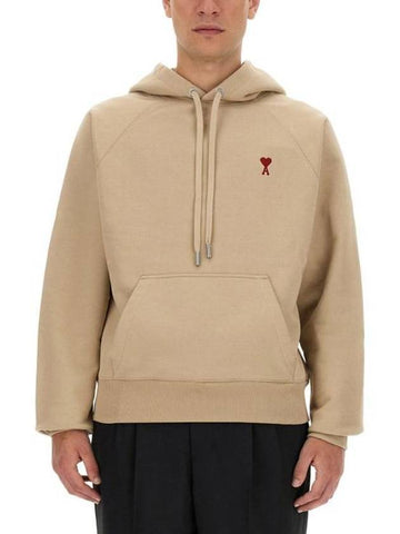 Small Heart Logo Hoodie Champagne - AMI - BALAAN 1