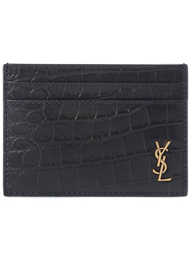 Monogram Logo Crocodile Card Wallet Black - SAINT LAURENT - BALAAN 2