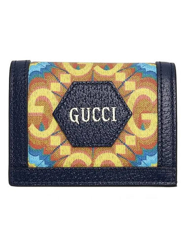 Women's Logo 100 Card Wallet Navy - GUCCI - BALAAN 1