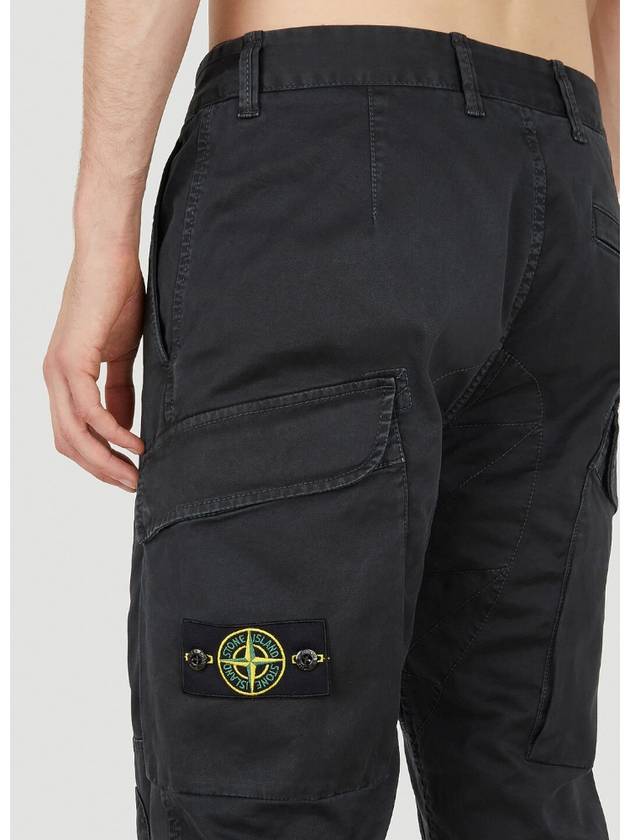 Men's Logo Patch Cargo Straight Pants Black - STONE ISLAND - BALAAN 5