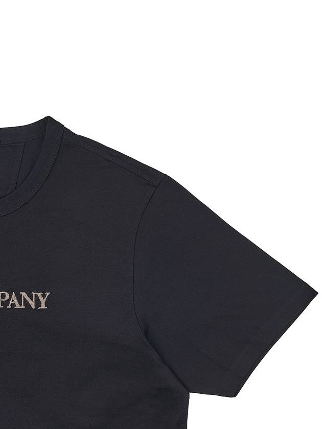 Embroidered Logo Crew Neck Cotton Short Sleeve T-Shirt Black - CP COMPANY - BALAAN 5