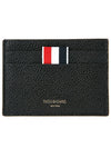 Pebble Grain Leather Stripe Single Card Wallet Black - THOM BROWNE - BALAAN 2