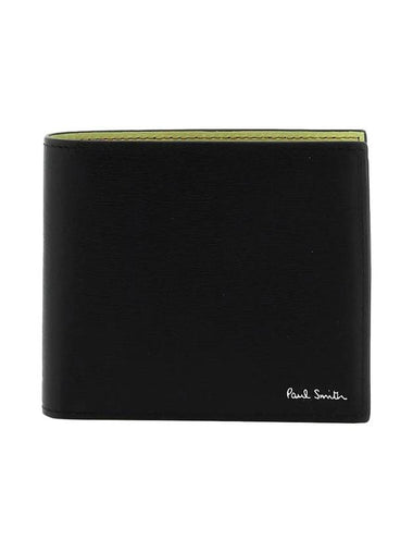 Logo Color Block Leather Half Wallet Black - PAUL SMITH - BALAAN 1